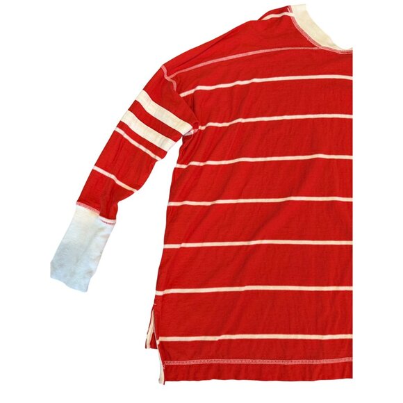 SMALL Free People All Star Orange Stripe Long Sleeve Jersey Knit Oversized Top - Picture 6 of 9